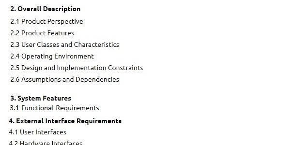 Contents in Software Requirements Specification document